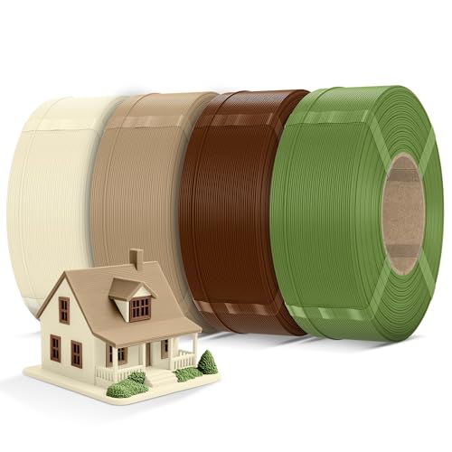 Inslogic Pre-Dried PLA Pro Filament Refill Bundle, Multicolor, 4×1kg - color: 4kg-refill Bone White+wood-like+brown+olive Green