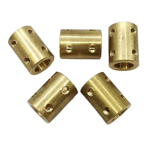 5pcs 10mm to 10mm Bore Rigid Coupling Set Screws,Brass Motor Shaft Coupling Coupler Connector with Screws and Wrench for 3D Printer DIY Encoder Car Model Shaft RC Robot - size: 10mm to 10mm