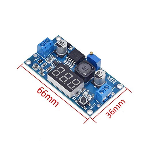 2 Pack LM2596 Buck Converter, Switching Regulator Module DC to DC Voltage Step Down Synchronous Adjustable 36V 24V to 12V 5V DIY LM2596S Power Supply Stabilizer Circuit with LED Display