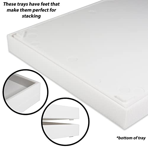 cBox CuteBox Company White Plastic Tray (14.75” x 8.25” x 1”) with 24 Compartment White Flocked Tray Insert for Jewelry Storage, Organization, Merchandise, Display - color: 1pc, size: 24 Compartment
