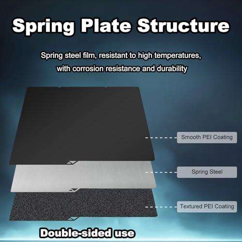 264x276mm Black Build Plate Double Sided Textured PEI+Smooth PEI Flexible Removable Spring Steel Heated Printing Bed Platform for Anycubic Kobra S1/ Kobra X/Kobra 4 3D Printer - size: 264x276mm