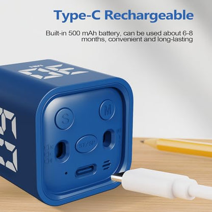 GuDoQi Multi-Function Cube Timer, 5/10/30/60 Min & Custom Count Down, Included Pause & Resume Feature, Silent, Vibrate & Adjustable Sound Alarm for Productivity in Tasks,Study & Kitchen, Classic Blue - color: Blue