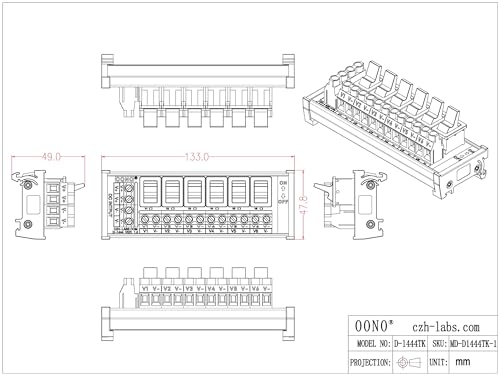 DIN Rail Mount 6 Channel Paddle Switch DC Power Distribution Strip Module - style: Paddle Switch, DIN Rail Mount