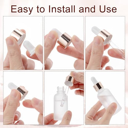 30 Pack 30ml Frosted Glass Sample Dropper Bottles, Rose Golden Caps - color: Frosted, size: 30mL-30pcs