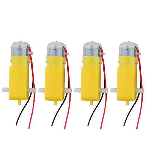 4PCS TT DC Gearbox Motor, 3-6V Dual Shaft Geared Motor, 200 RPM at 6V, 1:48 Ratio, 0.8kg·cm Stall Torque for Arduin0 Smart Car Chassis DIY Robot (Pack of 4)