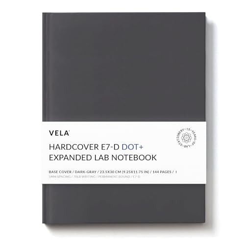 Vela Sciences Advanced E7-D Expanded Hardcover Lab Notebook, 9.25 x 11.75 in (23.5 x 30 cm), 144 Pages, Permanent Bound, 70lb Heavyweight Paper (1-Pack, Dot+) - style: Dot +