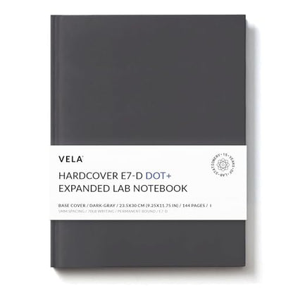 Vela Sciences Advanced E7-D Expanded Hardcover Lab Notebook, 9.25 x 11.75 in (23.5 x 30 cm), 144 Pages, Permanent Bound, 70lb Heavyweight Paper (1-Pack, Dot+) - style: Dot +