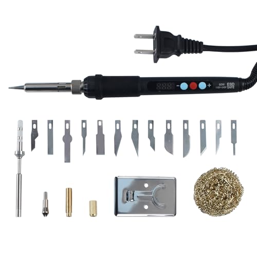 FYSETC Printing Pen Smoothing Finishing Tool: 19-1 Cleaning Kit Handheld Soldering Iron 110V 60W LCD Digital with 2Pcs Adapter TS100 TS101 - Carving Knife for Repairing 3D Prints