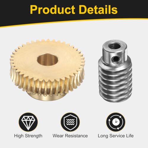uxcell Worm Gear Set 40T 1 Module 40:1 Reduction Rate, 10mm/6mm Bore - size: 10mm/6mm Bore (1Mod 40T)