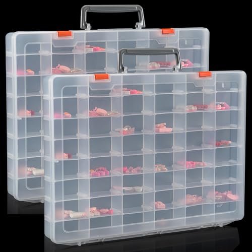 2 Packs Large 48 Grids Clear Plastic Organizer Boxes with Dividers - color: Clear -- 2PCS