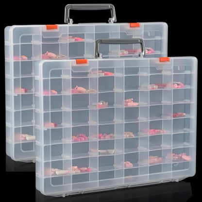 2 Packs Large 48 Grids Clear Plastic Organizer Boxes with Dividers - color: Clear -- 2PCS
