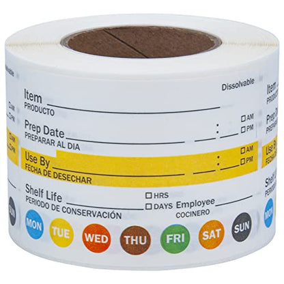 LLIKED 2"x3" Dissolvable Labels 250 Pcs Shelf Life Food Rotation Use by