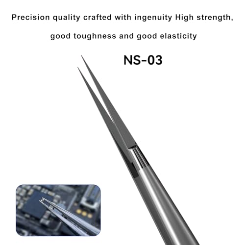 Precision Tweezers Super Hard Alloy 3D Tweezers Industrial Pointed Tweezers for Electronics, Soldering,Jewelry-Making, Phones Repair - size: NS-03 3D Extra-tipped