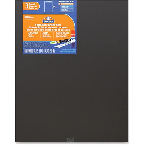 Elmer's Foam Board Multi-Pack, Black, 16x20 Inch, Pack of 3 - color: Black, size: 3-Pack, style: 16 x 20 Inches