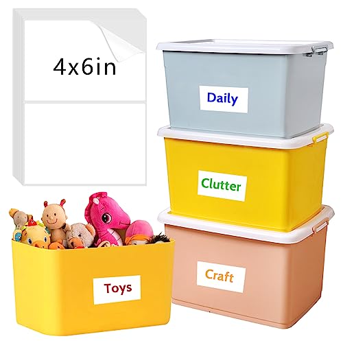 150 Pcs Labels for Storage Bins, 6 X 4 Inch Removable Labels for Storage Bins, Tear Resistant No Residue Storage Bin Label, Matte White Blank Box Label for School, Home, Business - size: 150 labels / 75 Sheets(6" x 4")
