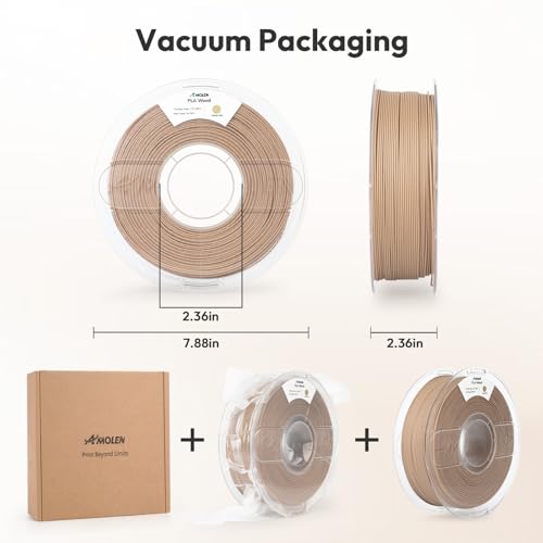 AMOLEN Wood PLA 3D Printer Filament 1.75mm White Oak 15% Real Wood Fiber 1KG - color: White Oak