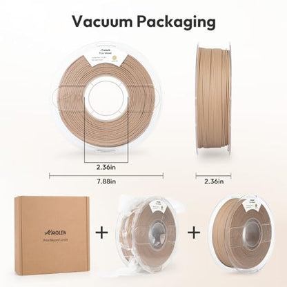 AMOLEN Wood PLA 3D Printer Filament 1.75mm White Oak 15% Real Wood Fiber 1KG - color: White Oak