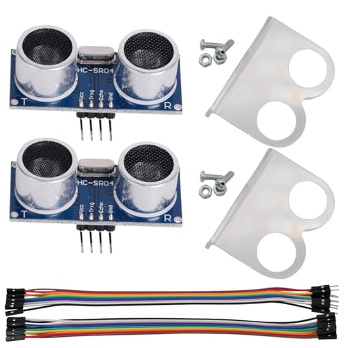 2PCS HC-SR04 Ultrasonic Sensor Module Ultrasonic ranging Module with 2PCS Housing Mounting Bracket + 10P Female to Female and 10P Male to Female Jumper Cable for Arduino - color: 2 sets