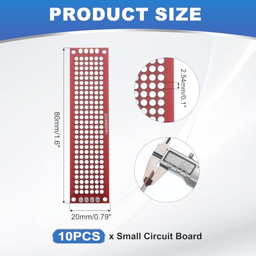 MECCANIXITY 10Pcs Solderable Breadboard, 3.15"x0.79" Double Sided Circuit Board Red Tinned PCB Board Small Prototype Board for DIY Electronics Projects Apply to Soldering Projects - color: Red Tinned, size: 3.15"x0.79"