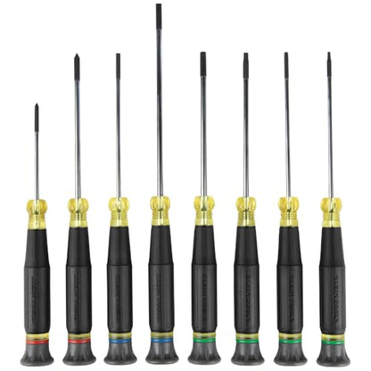 Klein Tools 85617 Mini Precision Screwdriver Set, Slotted, Phillips, TORX, Cushion-Grip Handles, Ideal for Terminal Blocks, Electronics - style: 8-Pc Phillips + Slotted + Torx Kit