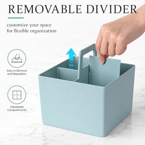 Multipurpose Caddy Organizer with Handle Plastic Desk Storage, Blue - color: Blue, size: Square
