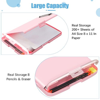 Hongri Clipboard with Storage with Pencil Case, 8.5 x 11 Storage Clip Board - color: Pink