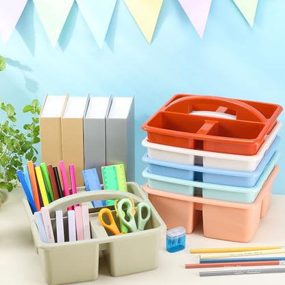 Lineshading 12 Pack Plastic Classroom Caddy, 4 Compartment, Boho Colors - color: Boho Colors