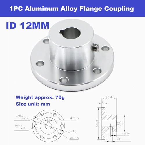 Aluminum Alloy Flange Coupling, 12 mm Inner Dia with Locking Key Slot, Flange Shaft Connector for Connecting Motor and Wheel DIY Model RC Parts (1Piece - style: 12mm with Keyway