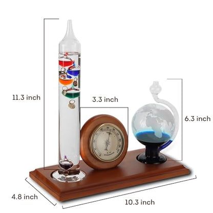 Lily's Home Analog Weather Station with Galileo Thermometer, Glass Barometer, and Analog Hygrometer, Ideal Gift for Friends and Family, Indoor & Outdoor Home Décor (10.5 in x 12 in) - style: Analog Weather Station