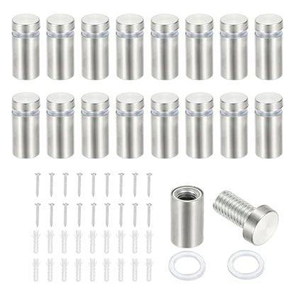 PATIKIL 1/2x1" Standoff Screws, 16 Pack Stainless Steel Stand Off Wall Mounts Wall Sign Mounting Hardware Advertising Standoff Nail for Hanging Acrylic Signs Picture Frame, Silver - size: 1/2x1"