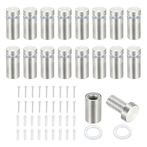 PATIKIL 1/2x1" Standoff Screws, 16 Pack Stainless Steel Stand Off Wall Mounts Wall Sign Mounting Hardware Advertising Standoff Nail for Hanging Acrylic Signs Picture Frame, Silver - size: 1/2x1"