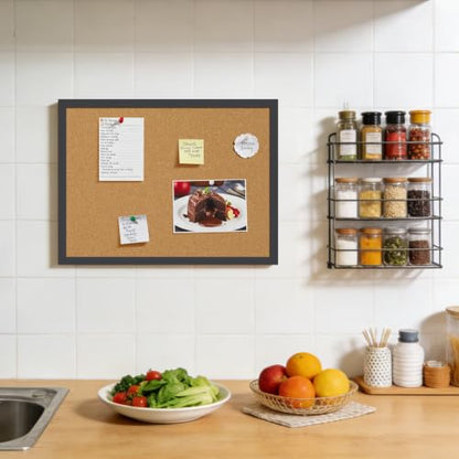 2 Pcs Small Cork Board, 17.7''x13.3'', Wooden Black Framed - color: Black+wood