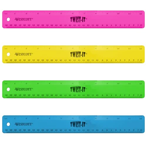 Westcott 12" Twist It Flexible Ruler, Assorted Colors