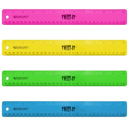 Westcott 12" Twist It Flexible Ruler, Assorted Colors