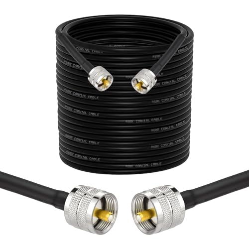 Superbat RG8x Coaxial Cable 50ft UHF PL-259 Male to Male CB Coax Cable - size: 50ft