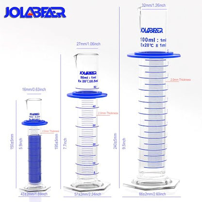 JOLABEAR Lab Glass Beakers, Cylinders and Flasks Set, 15pcs