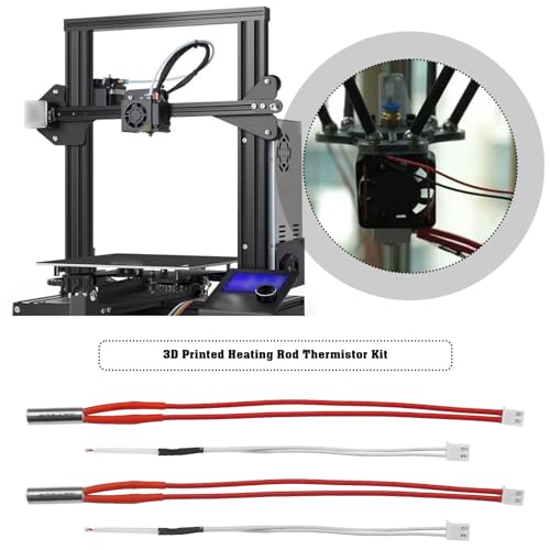 ECSiNG Set of 4 3D Printer Heating Rod Thermistor Kit 12V 40W Heating Rod Thermistor Temperature Sensor Compatible with Anycubic Mega i3 Mega Pro 3D Printers Parts