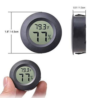 4-pack Mini Hygrometer Thermometer Fahrenheit Indoor Room Round Humidity Temperature Gauge for 3D Printer Home Jars Reptile Incubator Guitar Case