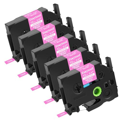 5 Pack Compatible with P-Touch TZe-MQP35 TZ-MQP35 White on Berry Pink 12mm 0.47'' Laminated Label Tape Replacement for Ptouch PT-H100 PT-D200 D210 D400 PT-P700 PT-1000 PT-2030 Label Maker - color: White on Betty Pink, size: 12mm