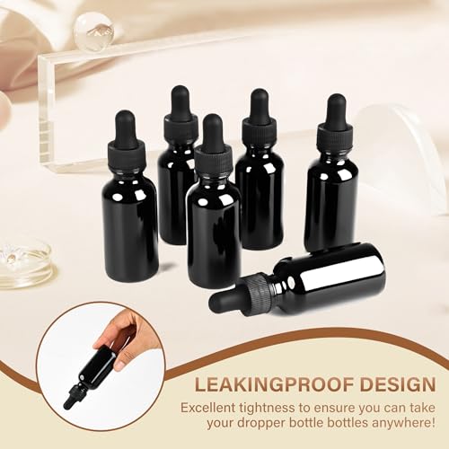 NOOEEISS 6 Pcs, 1oz Dropper Bottle, Black Glass Eye Dropper Bottle,Tincture Bottles with Dropper, Leak-Proof Design, Stronger Suction, for All Kinds of Mixed Liquids - color: Black, size: 1oz-6Pack