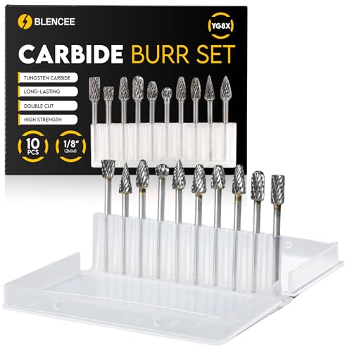 10Pcs Carbide Burr Set - 1/8" Shank Tungsten Die Grinder Bits, Double Cut - Compatible with Dremel & Milwaukee - Cutting, Engraving, Deburring - Rasp Accessories - Metal, Steel, Aluminum - size: 10pcs - 3mm