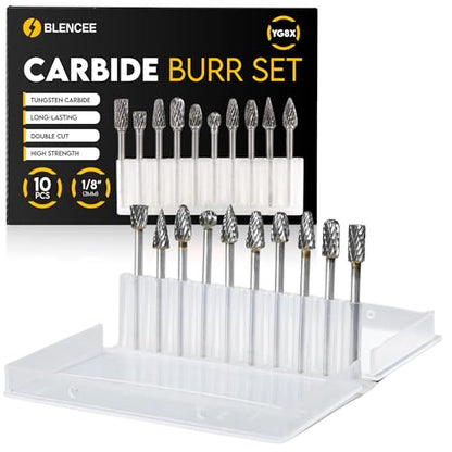 10Pcs Carbide Burr Set - 1/8" Shank Tungsten Die Grinder Bits, Double Cut - Compatible with Dremel & Milwaukee - Cutting, Engraving, Deburring - Rasp Accessories - Metal, Steel, Aluminum - size: 10pcs - 3mm