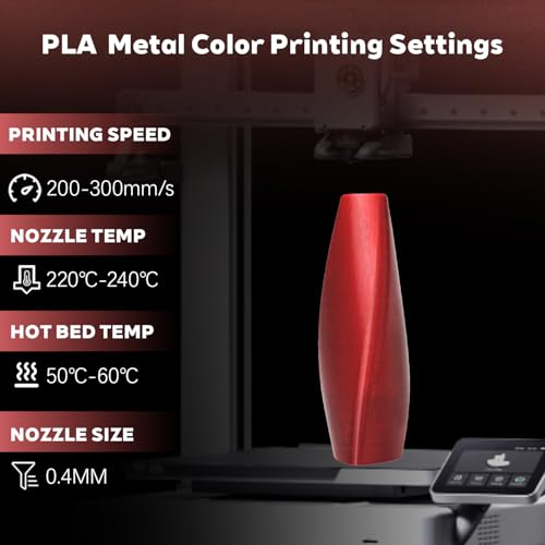 Metal Abyssal Red PLA 1.75mm 1kg Shiny Smooth Metallic 3D Filaments Spool - color: I_pla-001 Metal Abyssal Red