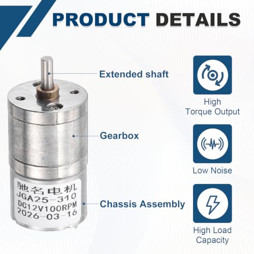 MECCANIXITY DC 12V 100RPM Gear Geared Electric Motor 0.17W 25mm Diameter