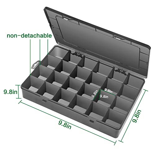 Gbivbe Large 24 Grids Plastic Organizer Box Adjustable Dividers,Clear Storage Box for Jewelry, Art DIY Crafts, Washi Tapes, Beads and Small Parts(Black, 2Pack) - color: Black-2