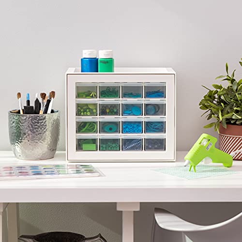 IRIS USA 16-Drawer Small Drawer Organizer, Craft Desk Storage, White - color: White, size: 16 Drawer