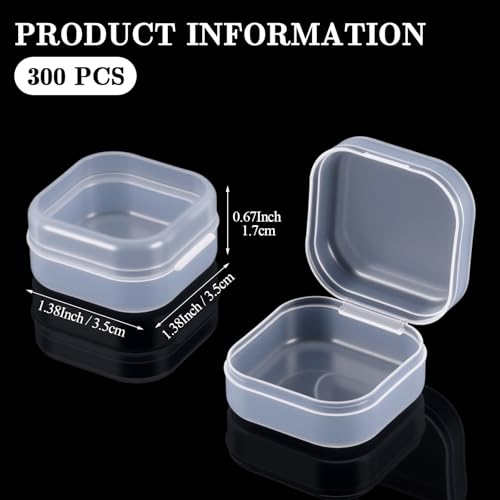 Soaoo 300 Pcs Small Bead Storage Containers, 1.38 x 1.38 x 0.67 Inches - size: 1.38 x 1.38 x 0.67 Inches