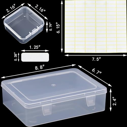 Bead Organizer, 60Pcs Small Clear Plastic Bead Storage Containers with Label, 2 Large Craft Storage Cases with Hinged Lid, Storage Box for Jewelry Making Diamond Art Bracelet Seed Screw Mini Parts - size: 2 Pack - 60 Pcs (2.16" x 2.16" x 0.78")