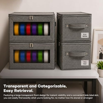 4 Pack Filament Storage Box Set with Dry Desiccants, Moisture & Dust-Proof