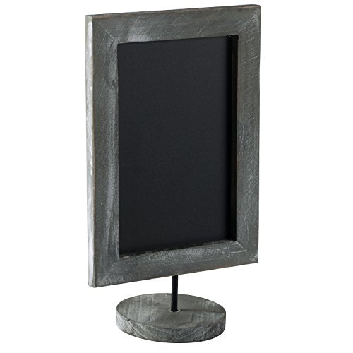 MyGift 11-Inch Vintage Gray Wood Framed Tabletop Chalkboard Signs, Set of 2